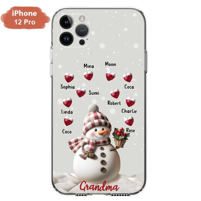 Personalized Snowman Grandma Phone Case - Christmas Gift Idea For Grandma - Up to 10 Kids - Case For iPhone/Samsung