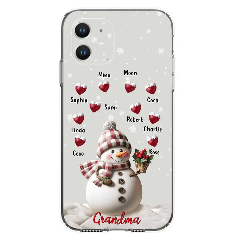 Personalized Snowman Grandma Phone Case - Christmas Gift Idea For Grandma - Up to 10 Kids - Case For iPhone/Samsung