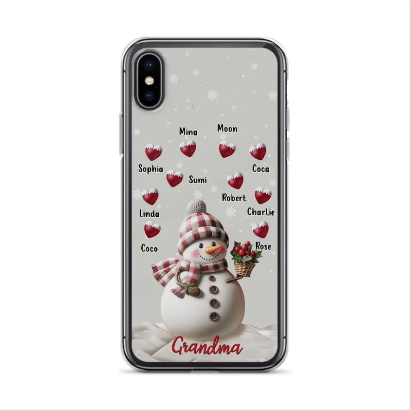 Personalized Snowman Grandma Phone Case - Christmas Gift Idea For Grandma - Up to 10 Kids - Case For iPhone/Samsung