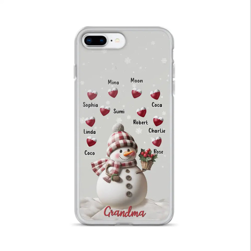 Personalized Snowman Grandma Phone Case - Christmas Gift Idea For Grandma - Up to 10 Kids - Case For iPhone/Samsung