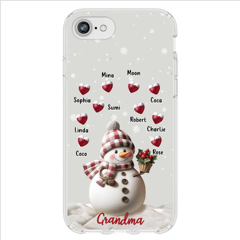 Personalized Snowman Grandma Phone Case - Christmas Gift Idea For Grandma - Up to 10 Kids - Case For iPhone/Samsung