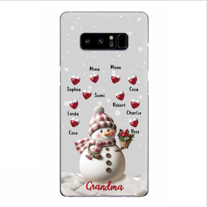 Personalized Snowman Grandma Phone Case - Christmas Gift Idea For Grandma - Up to 10 Kids - Case For iPhone/Samsung