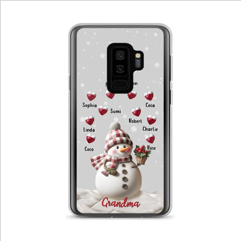Personalized Snowman Grandma Phone Case - Christmas Gift Idea For Grandma - Up to 10 Kids - Case For iPhone/Samsung