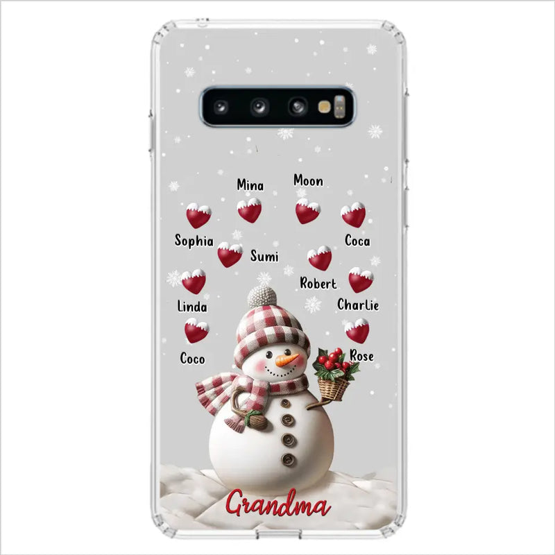 Personalized Snowman Grandma Phone Case - Christmas Gift Idea For Grandma - Up to 10 Kids - Case For iPhone/Samsung
