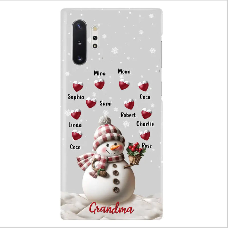 Personalized Snowman Grandma Phone Case - Christmas Gift Idea For Grandma - Up to 10 Kids - Case For iPhone/Samsung