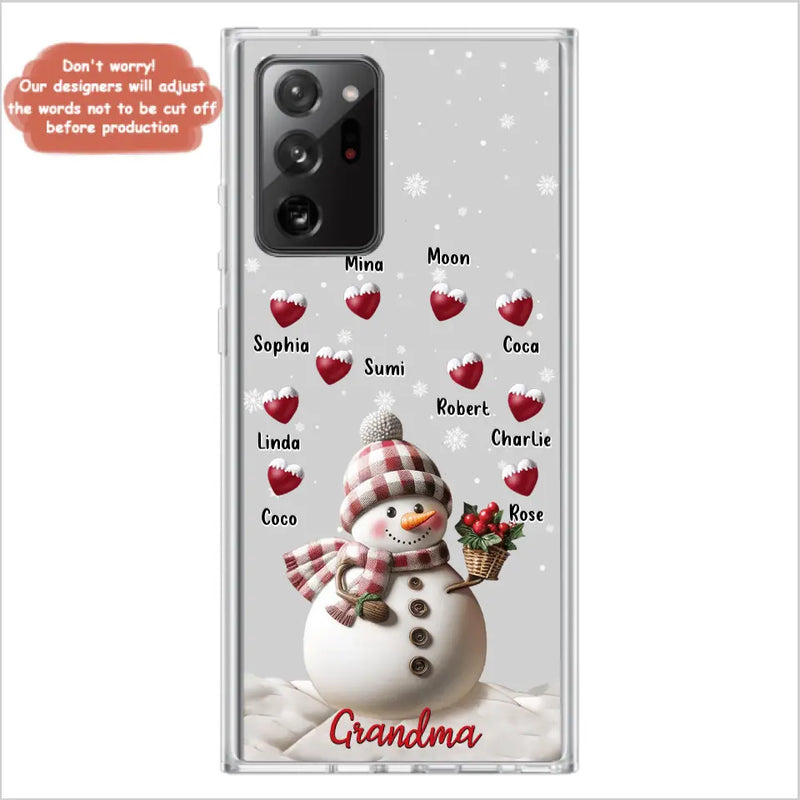 Personalized Snowman Grandma Phone Case - Christmas Gift Idea For Grandma - Up to 10 Kids - Case For iPhone/Samsung