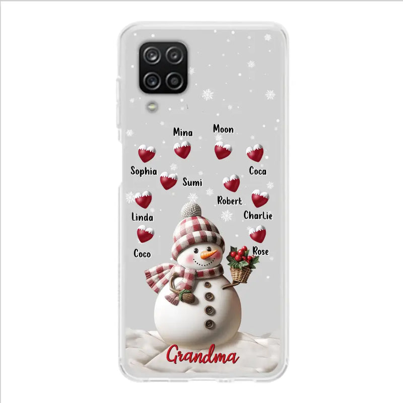 Personalized Snowman Grandma Phone Case - Christmas Gift Idea For Grandma - Up to 10 Kids - Case For iPhone/Samsung