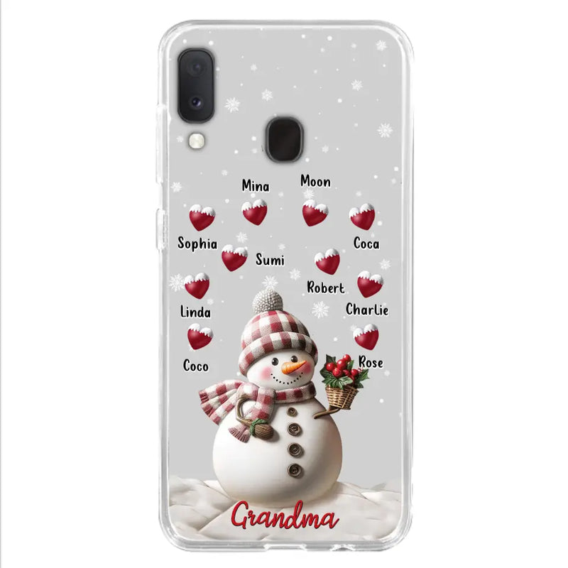 Personalized Snowman Grandma Phone Case - Christmas Gift Idea For Grandma - Up to 10 Kids - Case For iPhone/Samsung