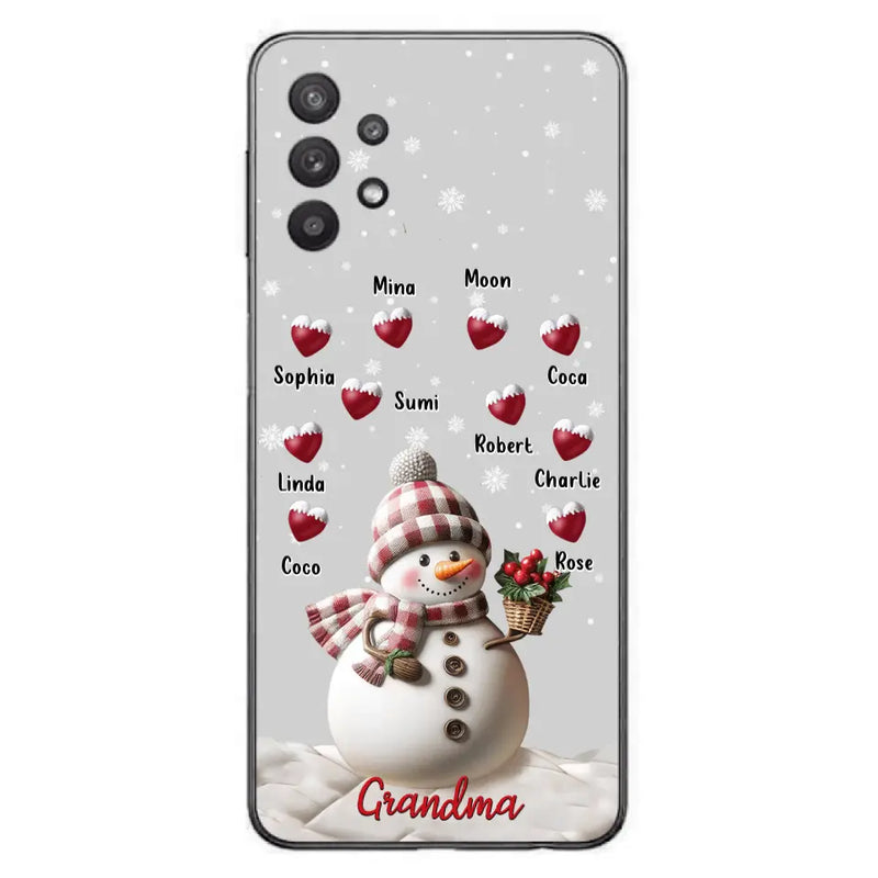 Personalized Snowman Grandma Phone Case - Christmas Gift Idea For Grandma - Up to 10 Kids - Case For iPhone/Samsung