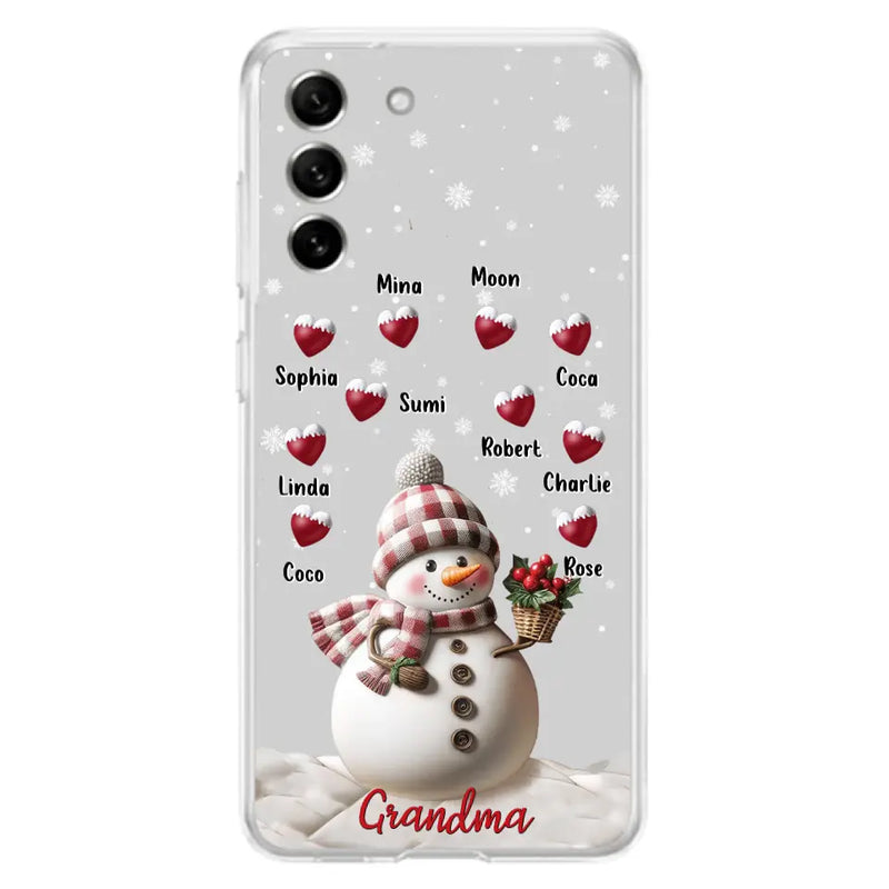 Personalized Snowman Grandma Phone Case - Christmas Gift Idea For Grandma - Up to 10 Kids - Case For iPhone/Samsung