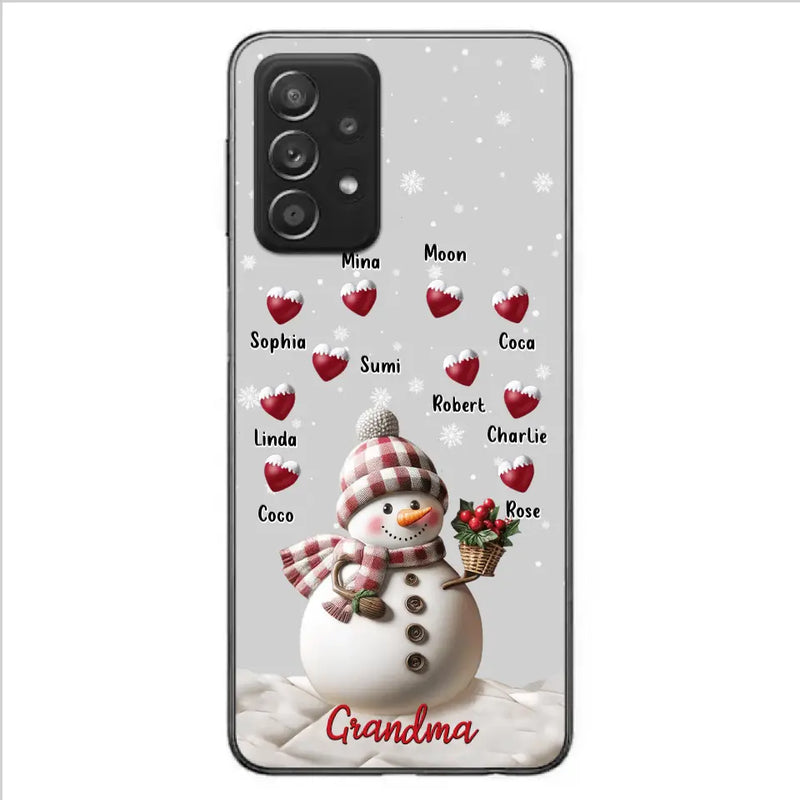 Personalized Snowman Grandma Phone Case - Christmas Gift Idea For Grandma - Up to 10 Kids - Case For iPhone/Samsung