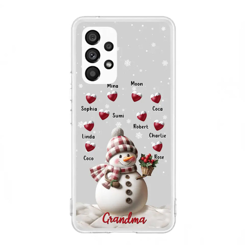Personalized Snowman Grandma Phone Case - Christmas Gift Idea For Grandma - Up to 10 Kids - Case For iPhone/Samsung