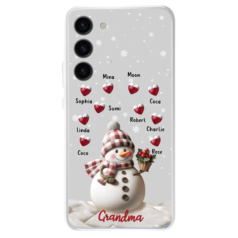 Personalized Snowman Grandma Phone Case - Christmas Gift Idea For Grandma - Up to 10 Kids - Case For iPhone/Samsung