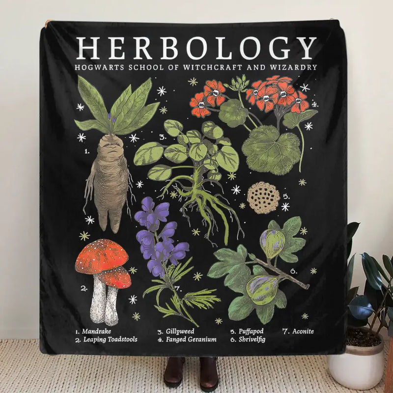 Personalized Herbology Fleece Throw Blanket/Quilt - Gift Idea For Friends/Family Member/Plant Lovers