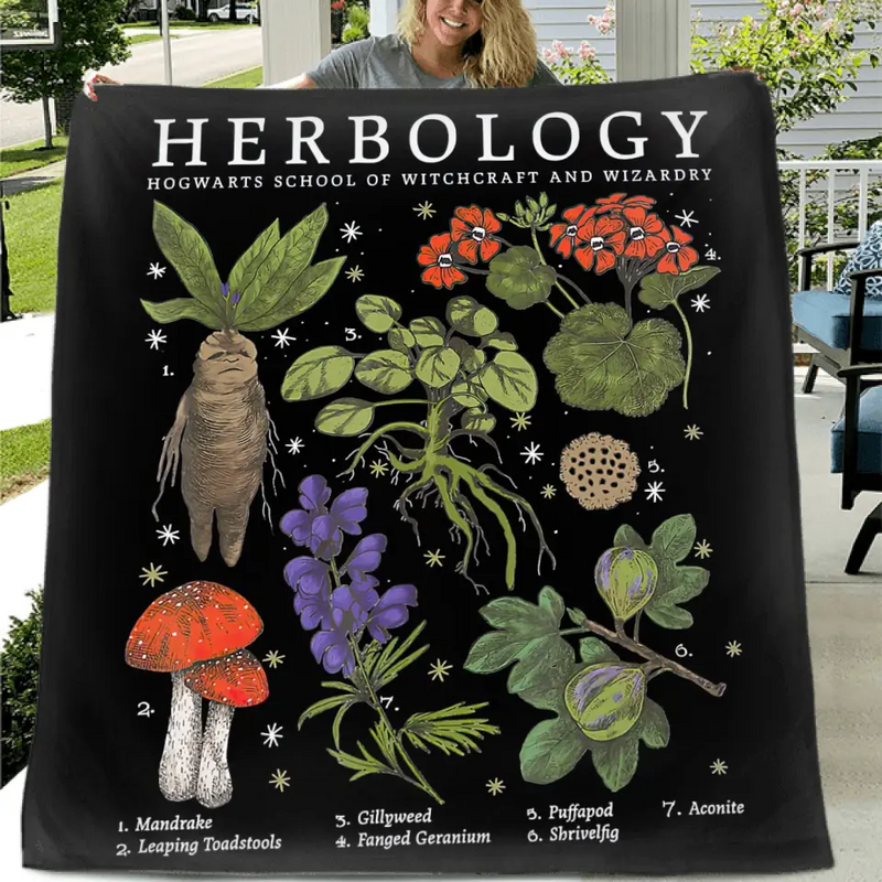Personalized Herbology Fleece Throw Blanket/Quilt - Gift Idea For Friends/Family Member/Plant Lovers