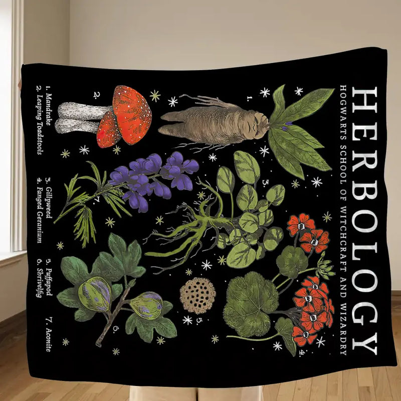 Personalized Herbology Fleece Throw Blanket/Quilt - Gift Idea For Friends/Family Member/Plant Lovers