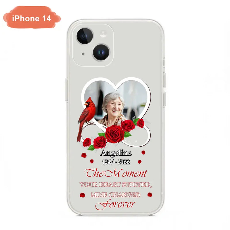 Personalized Memorial Phone Case - Upload Photo - Memorial Gift Idea For Family Member - The Moment Your Heart Stopped Mine Changed Forever - Case For iPhone/Samsung