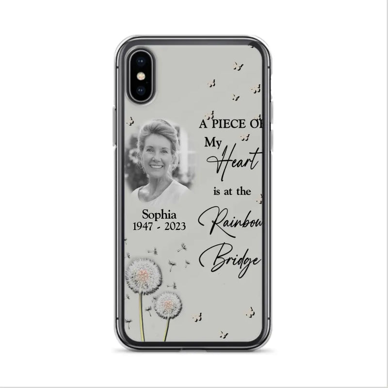 Personalized Memorial Phone Case - Upload Photo - Memorial Gift Idea For Family Member - A Piece Of My Heart Is At The Rainbow Bridge - Case For iPhone/Samsung