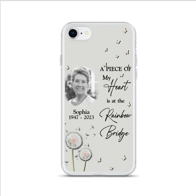Personalized Memorial Phone Case - Upload Photo - Memorial Gift Idea For Family Member - A Piece Of My Heart Is At The Rainbow Bridge - Case For iPhone/Samsung