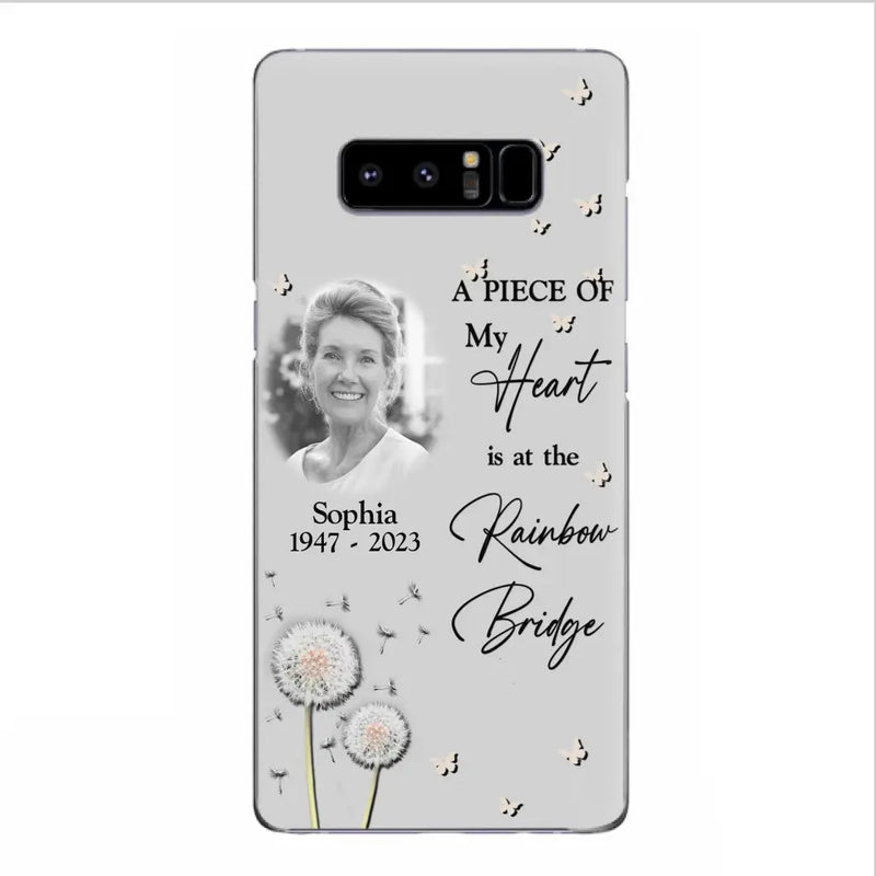 Personalized Memorial Phone Case - Upload Photo - Memorial Gift Idea For Family Member - A Piece Of My Heart Is At The Rainbow Bridge - Case For iPhone/Samsung