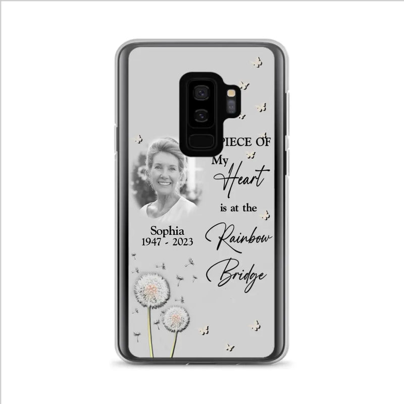 Personalized Memorial Phone Case - Upload Photo - Memorial Gift Idea For Family Member - A Piece Of My Heart Is At The Rainbow Bridge - Case For iPhone/Samsung