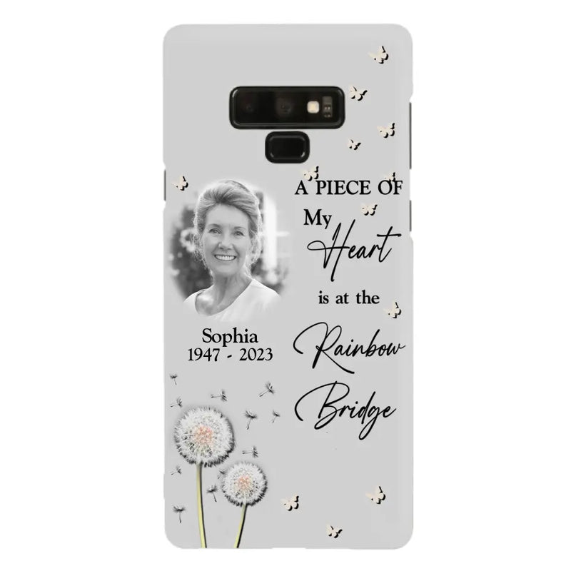 Personalized Memorial Phone Case - Upload Photo - Memorial Gift Idea For Family Member - A Piece Of My Heart Is At The Rainbow Bridge - Case For iPhone/Samsung