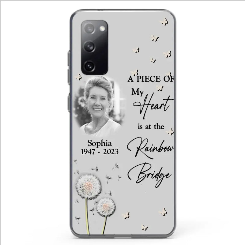 Personalized Memorial Phone Case - Upload Photo - Memorial Gift Idea For Family Member - A Piece Of My Heart Is At The Rainbow Bridge - Case For iPhone/Samsung