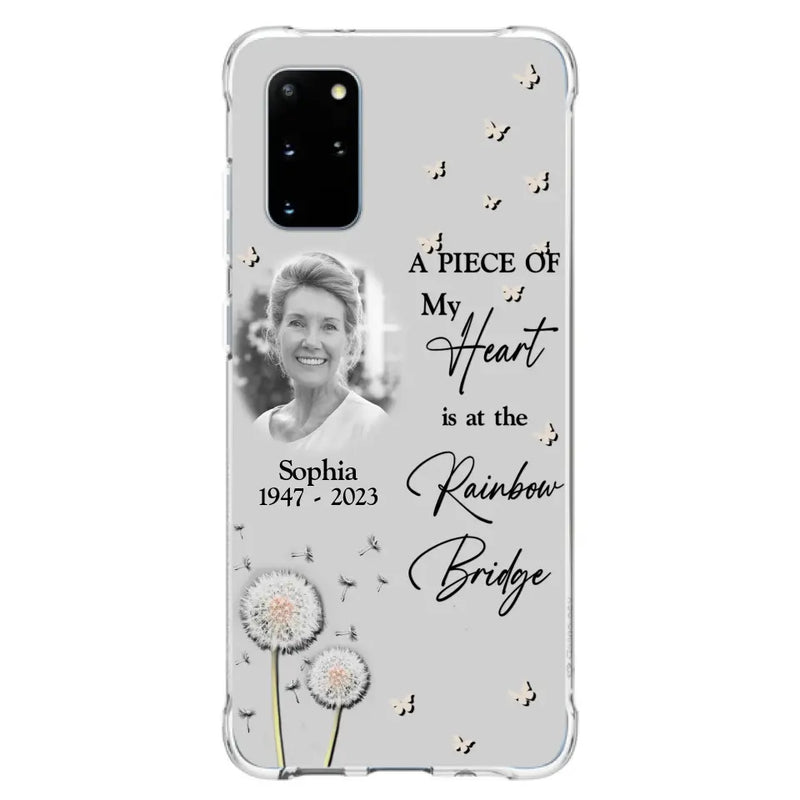 Personalized Memorial Phone Case - Upload Photo - Memorial Gift Idea For Family Member - A Piece Of My Heart Is At The Rainbow Bridge - Case For iPhone/Samsung