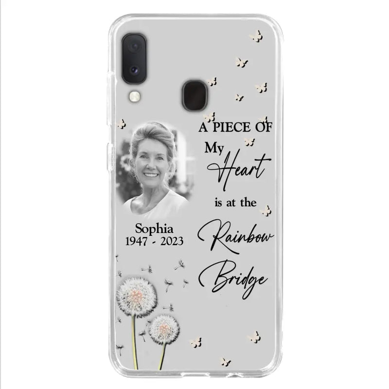 Personalized Memorial Phone Case - Upload Photo - Memorial Gift Idea For Family Member - A Piece Of My Heart Is At The Rainbow Bridge - Case For iPhone/Samsung