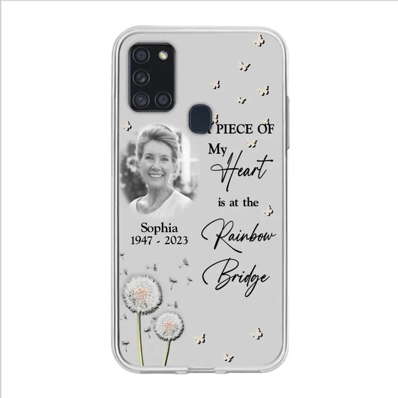 Personalized Memorial Phone Case - Upload Photo - Memorial Gift Idea For Family Member - A Piece Of My Heart Is At The Rainbow Bridge - Case For iPhone/Samsung
