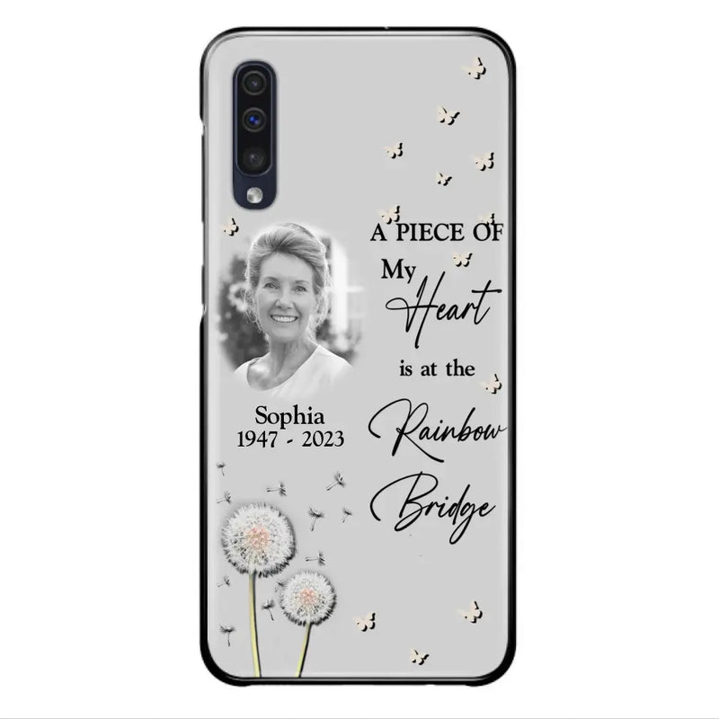 Personalized Memorial Phone Case - Upload Photo - Memorial Gift Idea For Family Member - A Piece Of My Heart Is At The Rainbow Bridge - Case For iPhone/Samsung