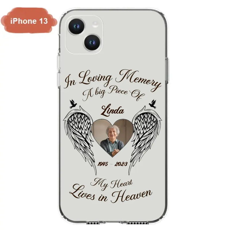 Personalized Memorial Phone Case - Upload Photo - Memorial Gift Idea For Family Member/Pet Lovers - In Loving Memory A Big Piece Of My Heart Lives In Heaven