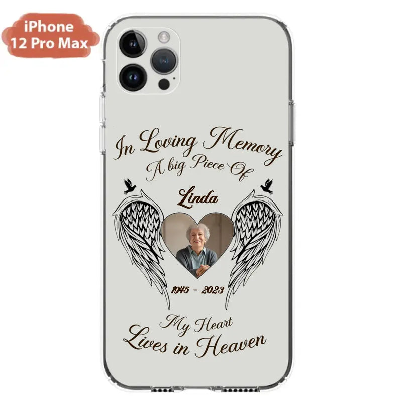 Personalized Memorial Phone Case - Upload Photo - Memorial Gift Idea For Family Member/Pet Lovers - In Loving Memory A Big Piece Of My Heart Lives In Heaven