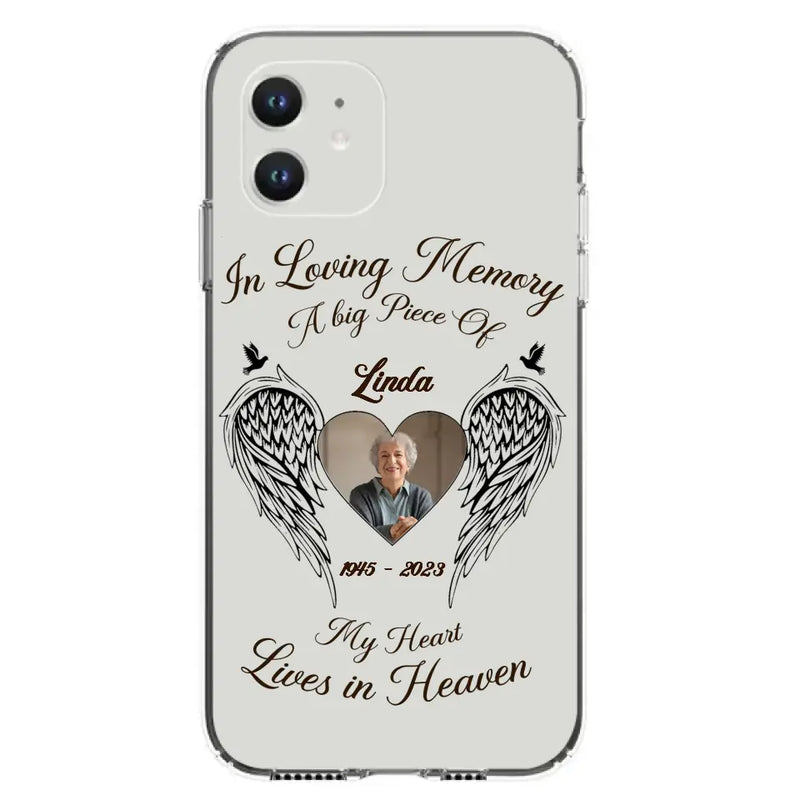 Personalized Memorial Phone Case - Upload Photo - Memorial Gift Idea For Family Member/Pet Lovers - In Loving Memory A Big Piece Of My Heart Lives In Heaven