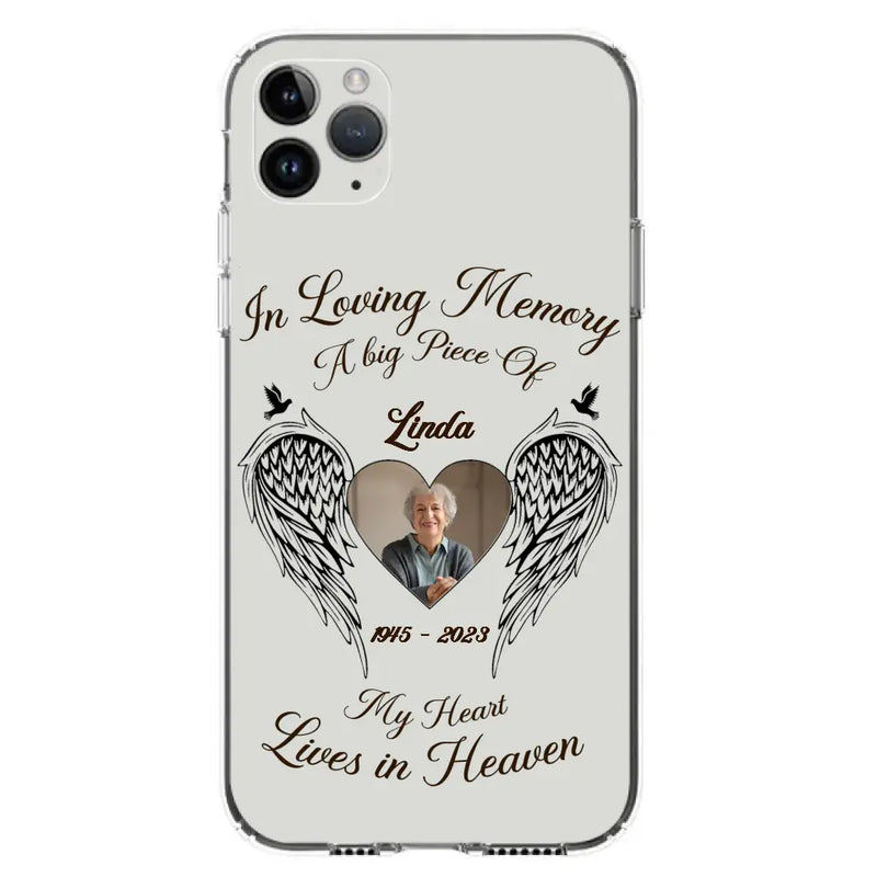 Personalized Memorial Phone Case - Upload Photo - Memorial Gift Idea For Family Member/Pet Lovers - In Loving Memory A Big Piece Of My Heart Lives In Heaven