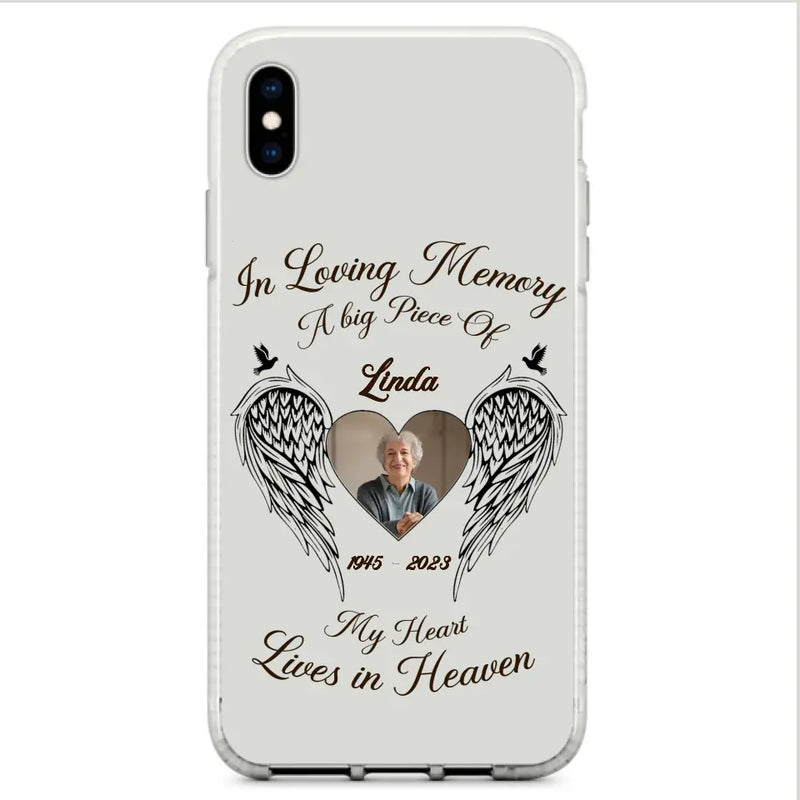 Personalized Memorial Phone Case - Upload Photo - Memorial Gift Idea For Family Member/Pet Lovers - In Loving Memory A Big Piece Of My Heart Lives In Heaven