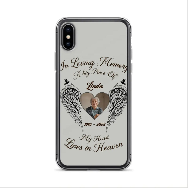 Personalized Memorial Phone Case - Upload Photo - Memorial Gift Idea For Family Member/Pet Lovers - In Loving Memory A Big Piece Of My Heart Lives In Heaven