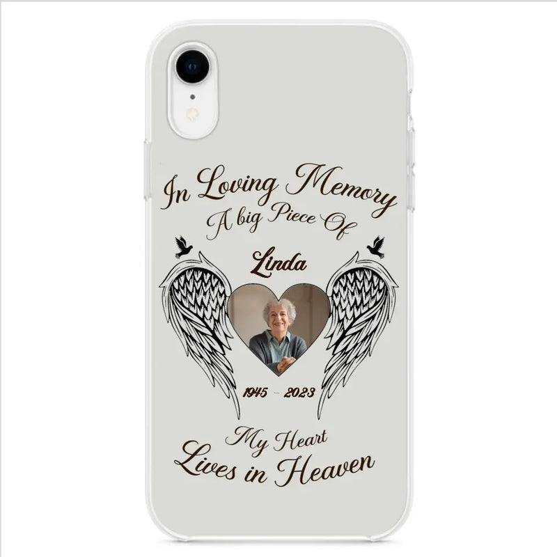 Personalized Memorial Phone Case - Upload Photo - Memorial Gift Idea For Family Member/Pet Lovers - In Loving Memory A Big Piece Of My Heart Lives In Heaven