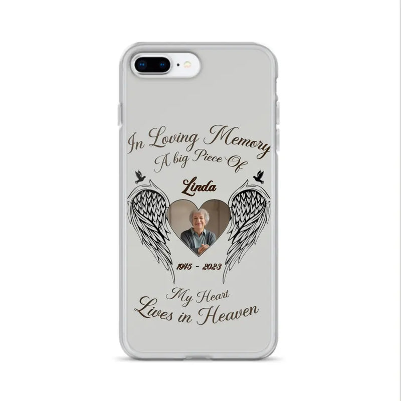 Personalized Memorial Phone Case - Upload Photo - Memorial Gift Idea For Family Member/Pet Lovers - In Loving Memory A Big Piece Of My Heart Lives In Heaven