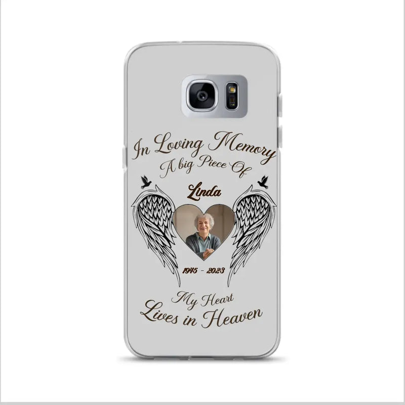 Personalized Memorial Phone Case - Upload Photo - Memorial Gift Idea For Family Member/Pet Lovers - In Loving Memory A Big Piece Of My Heart Lives In Heaven