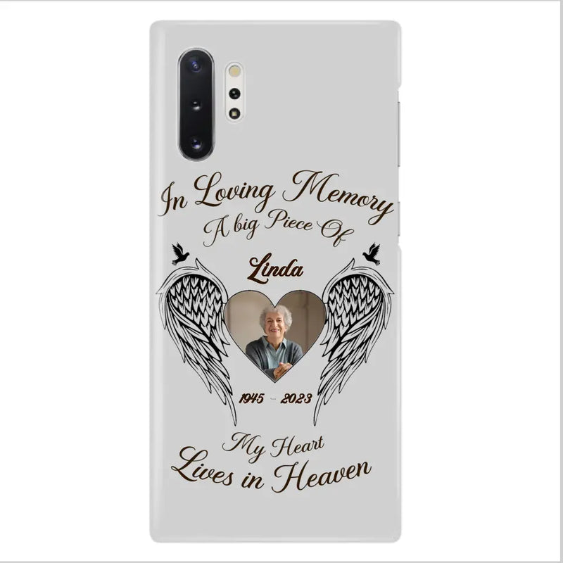 Personalized Memorial Phone Case - Upload Photo - Memorial Gift Idea For Family Member/Pet Lovers - In Loving Memory A Big Piece Of My Heart Lives In Heaven