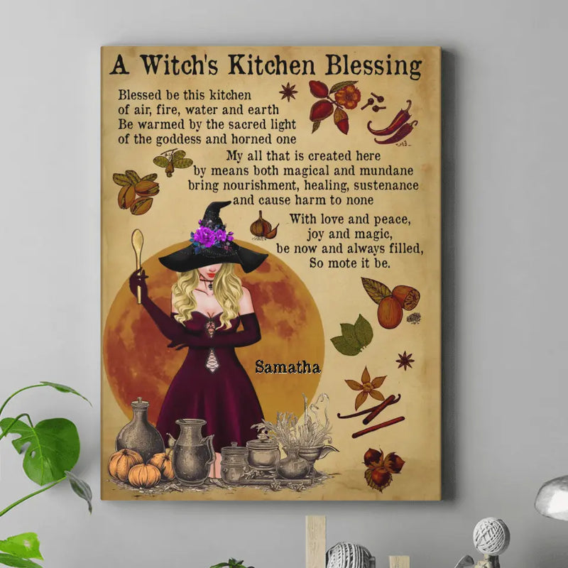 Personalized Witch Canvas - Gift Idea For Halloween/Witch/Wicca - A Witch's Kitchen Blessing
