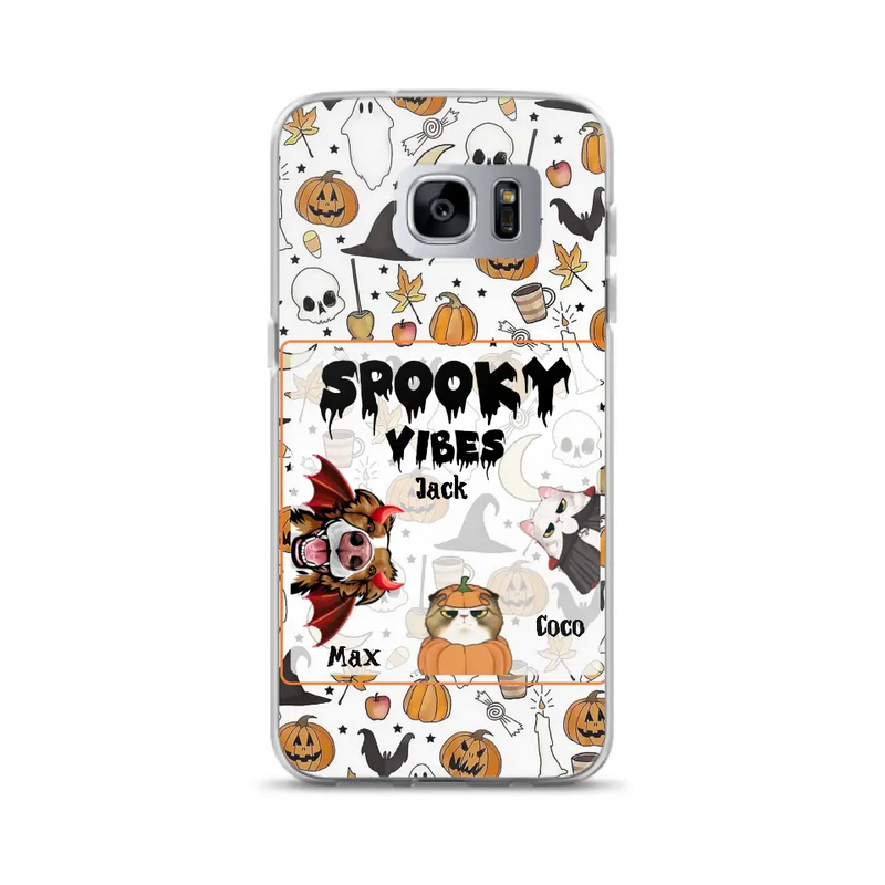 Personalized Halloween Pet Phone Case - Up to 3 Pets - Gift Idea For Dog/Cat Owners - Spooky Vibes - Case for iPhone/Samsung