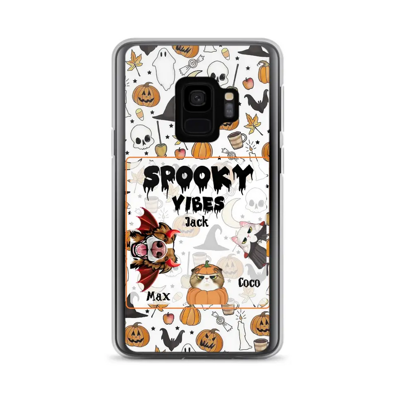 Personalized Halloween Pet Phone Case - Up to 3 Pets - Gift Idea For Dog/Cat Owners - Spooky Vibes - Case for iPhone/Samsung