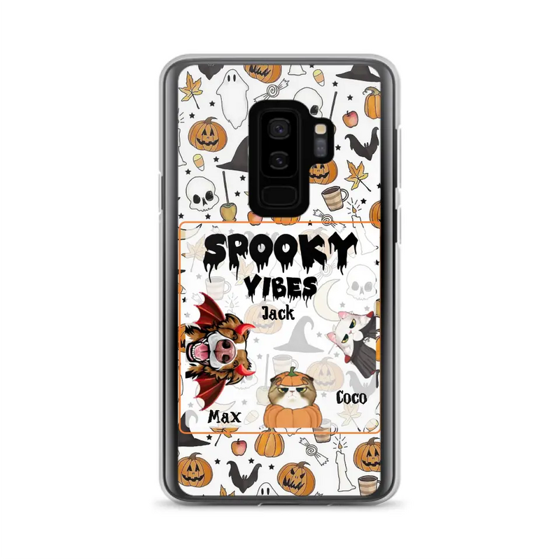 Personalized Halloween Pet Phone Case - Up to 3 Pets - Gift Idea For Dog/Cat Owners - Spooky Vibes - Case for iPhone/Samsung