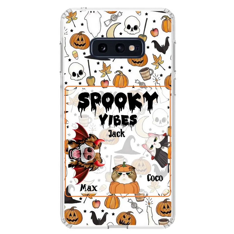 Personalized Halloween Pet Phone Case - Up to 3 Pets - Gift Idea For Dog/Cat Owners - Spooky Vibes - Case for iPhone/Samsung