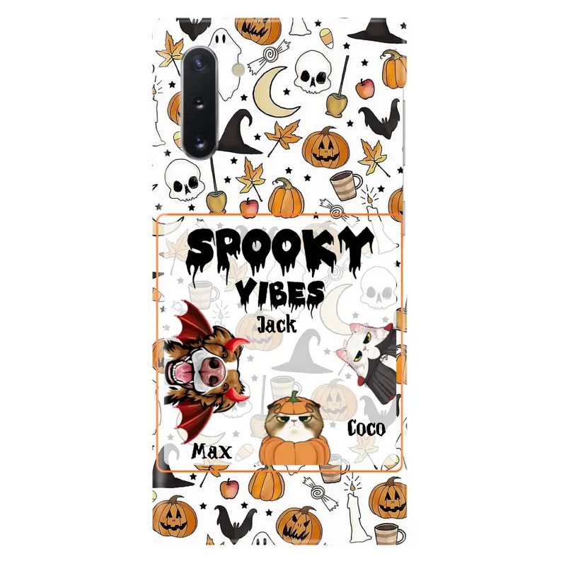 Personalized Halloween Pet Phone Case - Up to 3 Pets - Gift Idea For Dog/Cat Owners - Spooky Vibes - Case for iPhone/Samsung