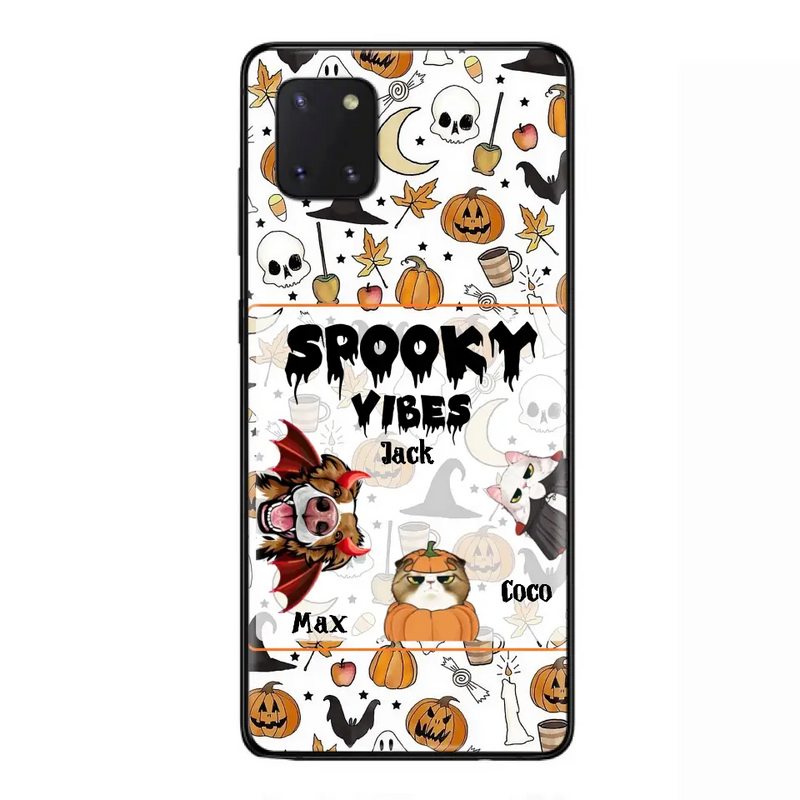 Personalized Halloween Pet Phone Case - Up to 3 Pets - Gift Idea For Dog/Cat Owners - Spooky Vibes - Case for iPhone/Samsung