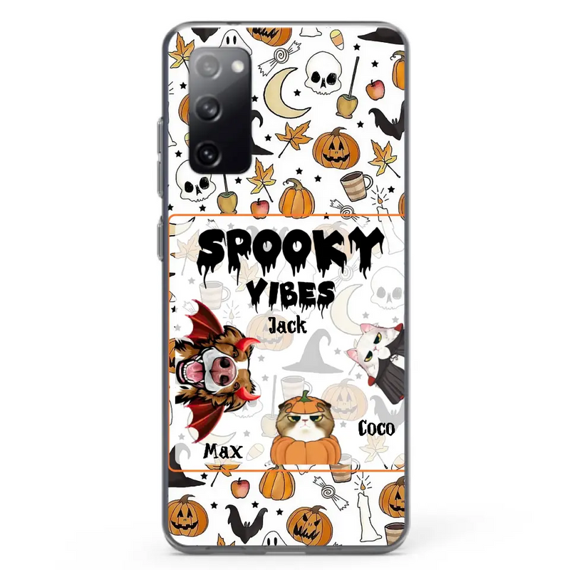 Personalized Halloween Pet Phone Case - Up to 3 Pets - Gift Idea For Dog/Cat Owners - Spooky Vibes - Case for iPhone/Samsung