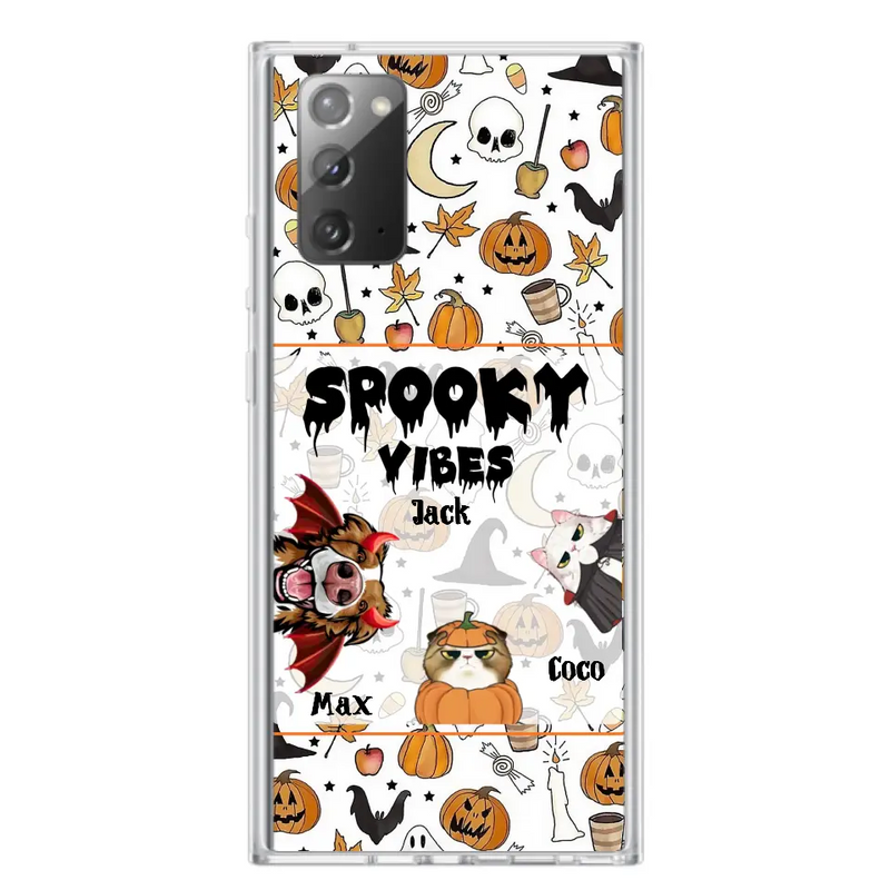 Personalized Halloween Pet Phone Case - Up to 3 Pets - Gift Idea For Dog/Cat Owners - Spooky Vibes - Case for iPhone/Samsung